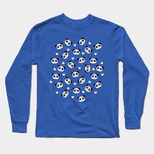 Panda bear tee pattern with hearts Long Sleeve T-Shirt